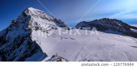 Spectacular view from the Sphinx observation deck at Jungfraujoch, Mönch, Grindelwald, Switzerland 120776984