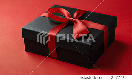 Elegant black gift box with ribbon 120777201