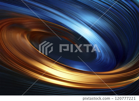 Blue and gold lights swirling and rotating in the darkness 120777221