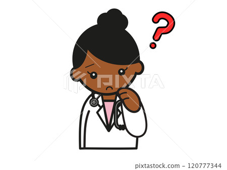 思考的年輕黑人女醫生 120777344