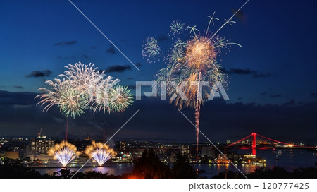 Blue Hour and Fireworks Blue Hour and Fireworks 120777425