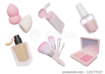 make up cosmetics 3D icons set make up cosmetics 3D icons set 120777437