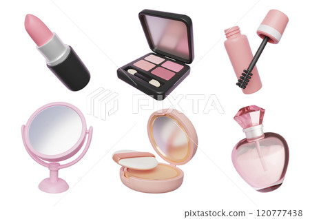 make up cosmetics 3D icons set 120777438