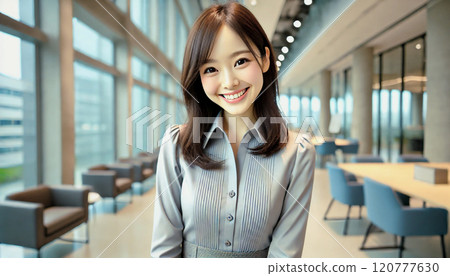 一名新員工在明亮的辦公室裡微笑的肖像 120777630