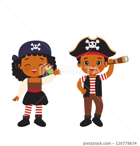 Cute pirate boy and girl cartoon design Cute pirate boy and girl cartoon design 120778634