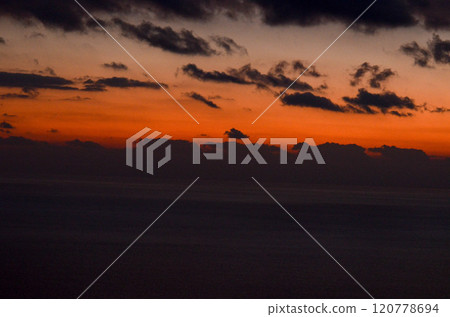 Spectacular Sunset Above the Horizon View at Golden Hour 120778694