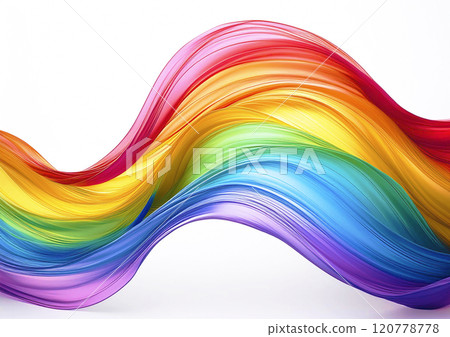 流動的彩虹色波浪（立體弧形布） 120778778