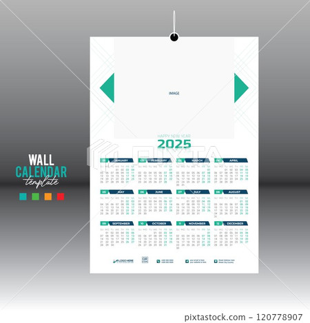 12 month 2025 wall vector calendar design 12 month 2025 wall vector calendar design 120778907