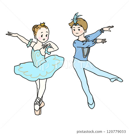 Ballet dancers in blue costumes 120779033