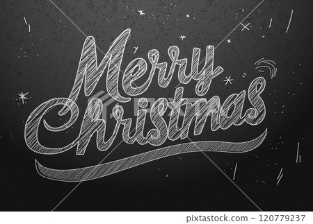 Merry Christmas chalkboard style festive design stars black background artistic lettering holiday theme Merry Christmas chalkboard style festive design stars black background artistic lettering holiday theme 120779237