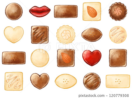 Set of cute hand drawn valentine chocolates 120779308
