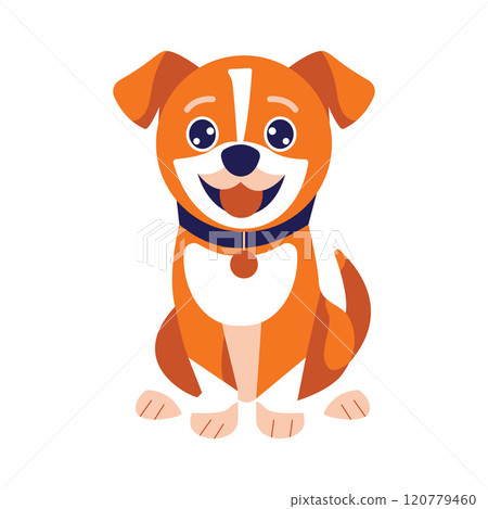 Cute Orange Puppy Dog Animal Cartoon Character with Smile Expression Cute Orange Puppy Dog Animal Cartoon Character with Smile Expression 120779460