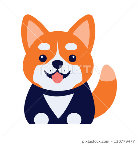Cute Orange Blue Puppy Dog Animal Cartoon Character with Smile Expression 120779477