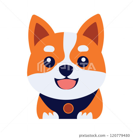 Cute Orange Puppy Dog Animal Cartoon Character with Smile Expression 120779480