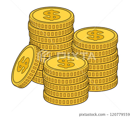 Stacked dollar coin Stacked dollar coin 120779559
