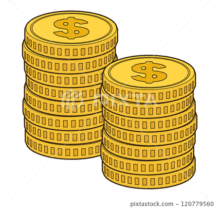 Stacked dollar coin 120779560