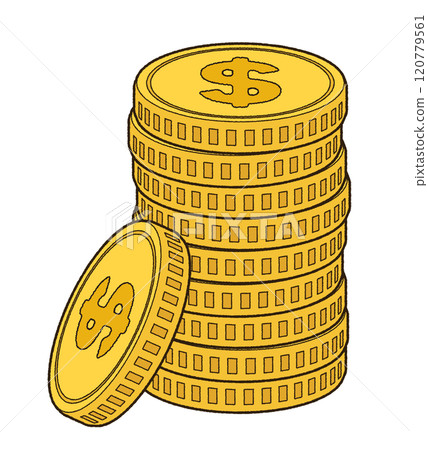 Stacked dollar coin 120779561