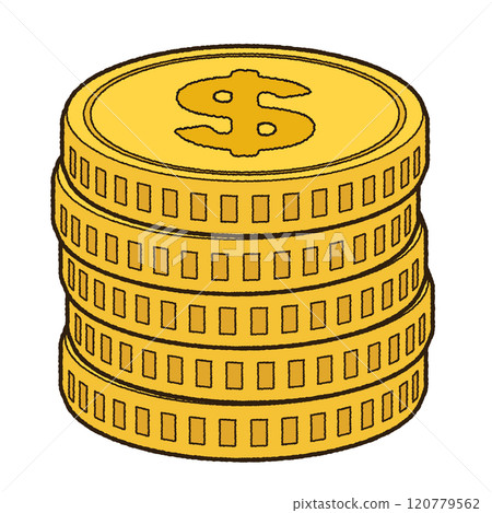 Stacked dollar coin Stacked dollar coin 120779562