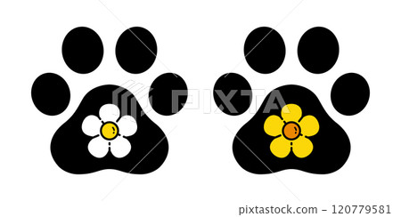 dog paw vector footprint flower daisy icon logo french bulldog doodle cartoon symbol character illustration design clip art 120779581