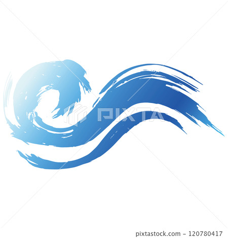 強大的大海、漩渦水、波浪噴霧插畫素材向量 120780417