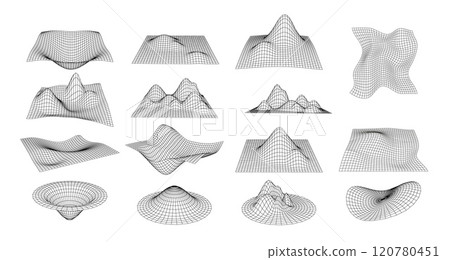 3d wireframe shape collection. 120780451