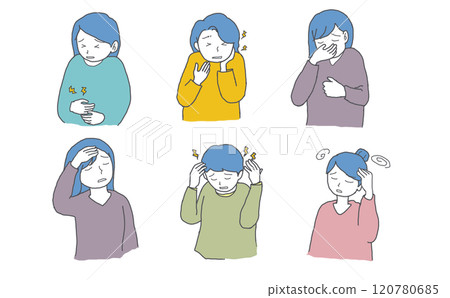 插圖集 1 一位有身體問題的婦女 插圖集 1 一位有身體問題的婦女 120780685