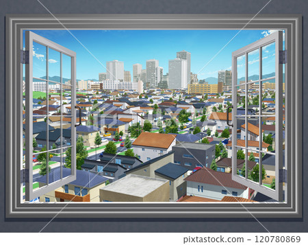 City House 住宅城市 CG 窗外風景 城市景觀 藍天 120780869