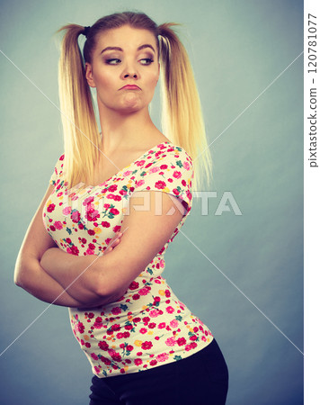 Young teenage woman being offended got the hump 120781077