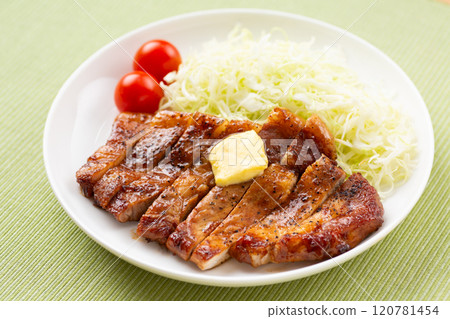 Pork teriyaki steak (pork ginger steak) 120781454