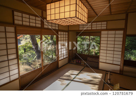 A Japanese garden seen from the teahouse at the Tokyo Metropolitan Teien Art Museum A Japanese garden seen from the teahouse at the Tokyo Metropolitan Teien Art Museum 120781679