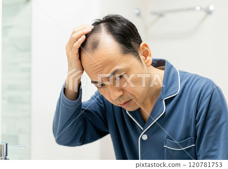 一名中年男子,頭髮稀疏,已經到了無藥可救的地步。 一名中年男子,頭髮稀疏,已經到了無藥可救的地步。 120781753