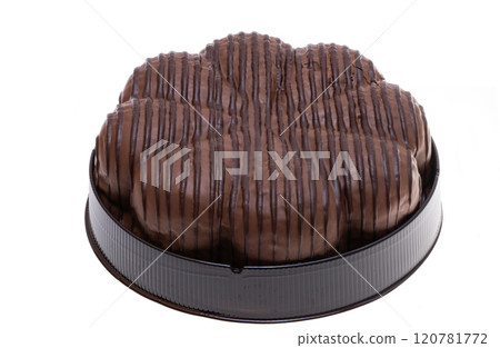 chocolate birthday cake isolated 120781772