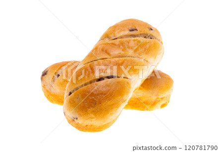 bun with chocolate drops isolated 120781790