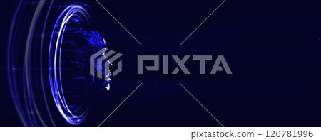 Abstract Artificial Intelligence concept with human face profile Abstract Artificial Intelligence concept with human face profile 120781996