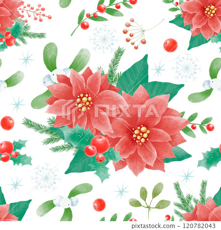 Watercolor Christmas seamless pattern winter background. Can be used for wrapping paper, textile, wallpaper, cards. 120782043
