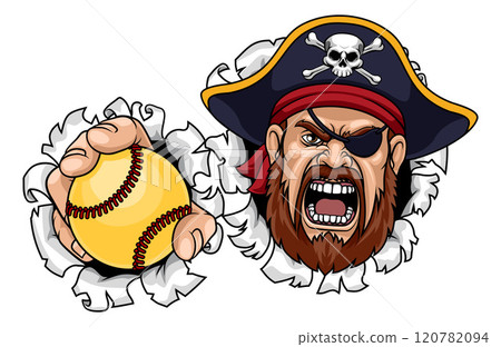 Pirate Softball Ball Sports Team Mascot Man 120782094