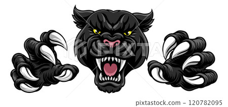 Black Panther Leopard Jaguar Cat Sports Mascot 120782095