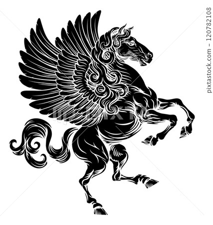 Pegasus Horse Crest Rampant Heraldic Coat of Arms 120782108