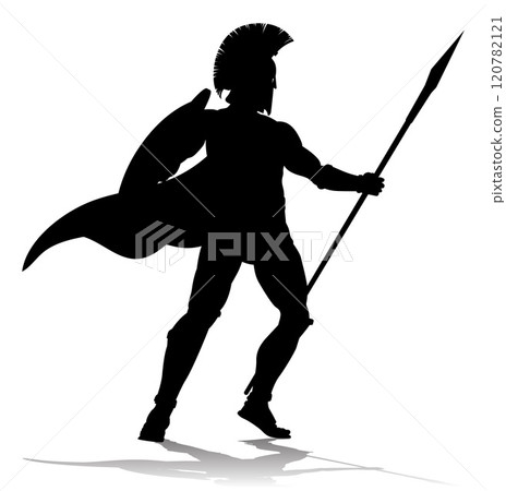 Spartan Silhouette Gladiator Trojan Greek Warrior 120782121