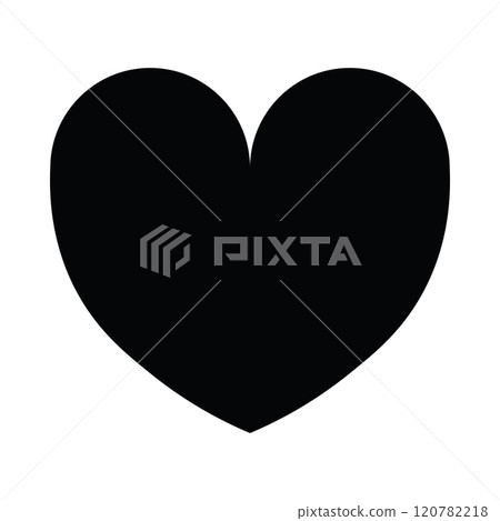 Black round silhouette of heart in flat style isolated on white. 120782218