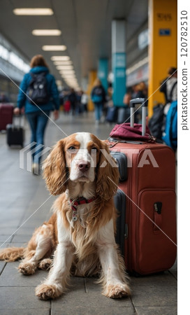 dog, travel, suitcase 120782510