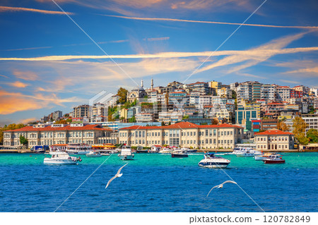 Cihangir Mosque and beautiful houses on the coast of the Bosphorus strait, Istanbul, Turkey Cihangir Mosque and beautiful houses on the coast of the Bosphorus strait, Istanbul, Turkey 120782849