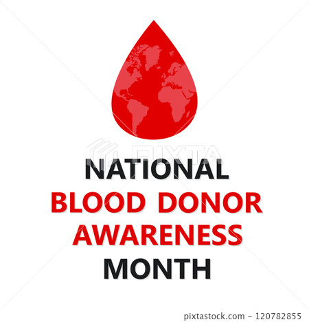 National Blood Donor Awareness Month. a world map silhouette in a red drop. National Blood Donor Awareness Month. a world map silhouette in a red drop. 120782855