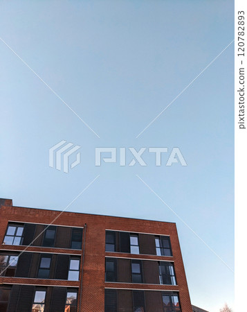 Top Floors of a Highrise Council Block of Flats with Blue Sky Top Floors of a Highrise Council Block of Flats with Blue Sky 120782893