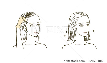 一組染白髮或染髮的女性美容插畫 一組染白髮或染髮的女性美容插畫 120783060