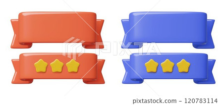 Red and blue 3d ribbon text banners with stars for sales or promotions message or awards Red and blue 3d ribbon text banners with stars for sales or promotions message or awards 120783114