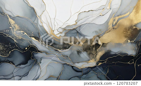 Luxurious marble-style background illustration Marble pattern alcohol ink art Gold, silver, black and white AI-generated material Luxurious marble-style background illustration Marble pattern alcohol ink art Gold, silver, black and white AI-generated material 120783207