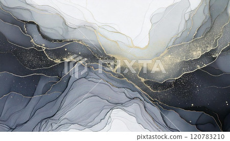 奢華大理石風格背景插畫大理石花紋醇水墨藝術金銀黑白AI生成素材 120783210