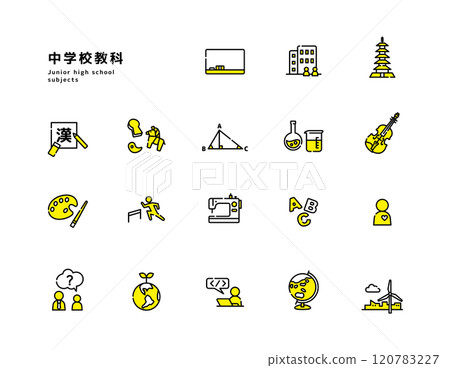 Junior high school subject icon set 120783227