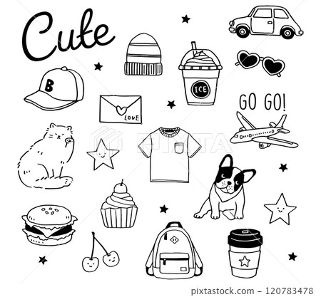 Cute hand-drawn illustrations_line drawings 120783478